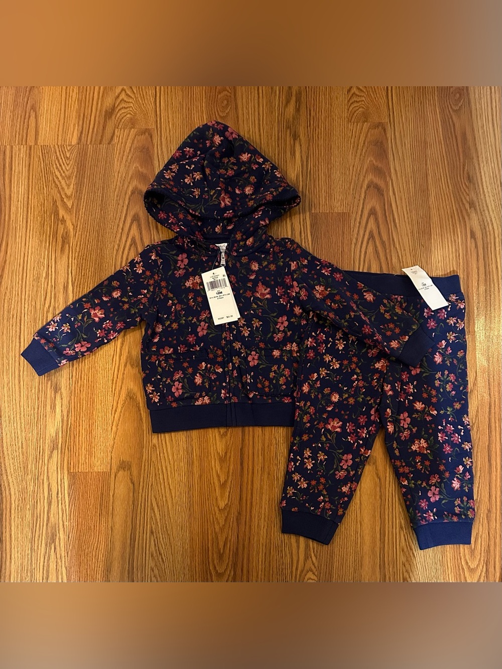 Polo Ralph Lauren Baby Girls Floral Fleece Hoodie & Pant Set, Size 18 Months